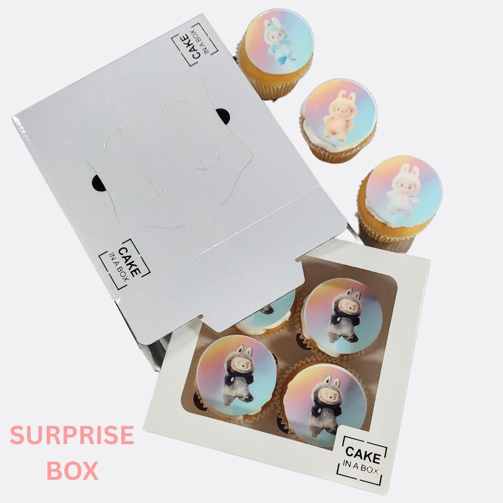 Surprise Box Labubu Cupcakes - 4 Pack