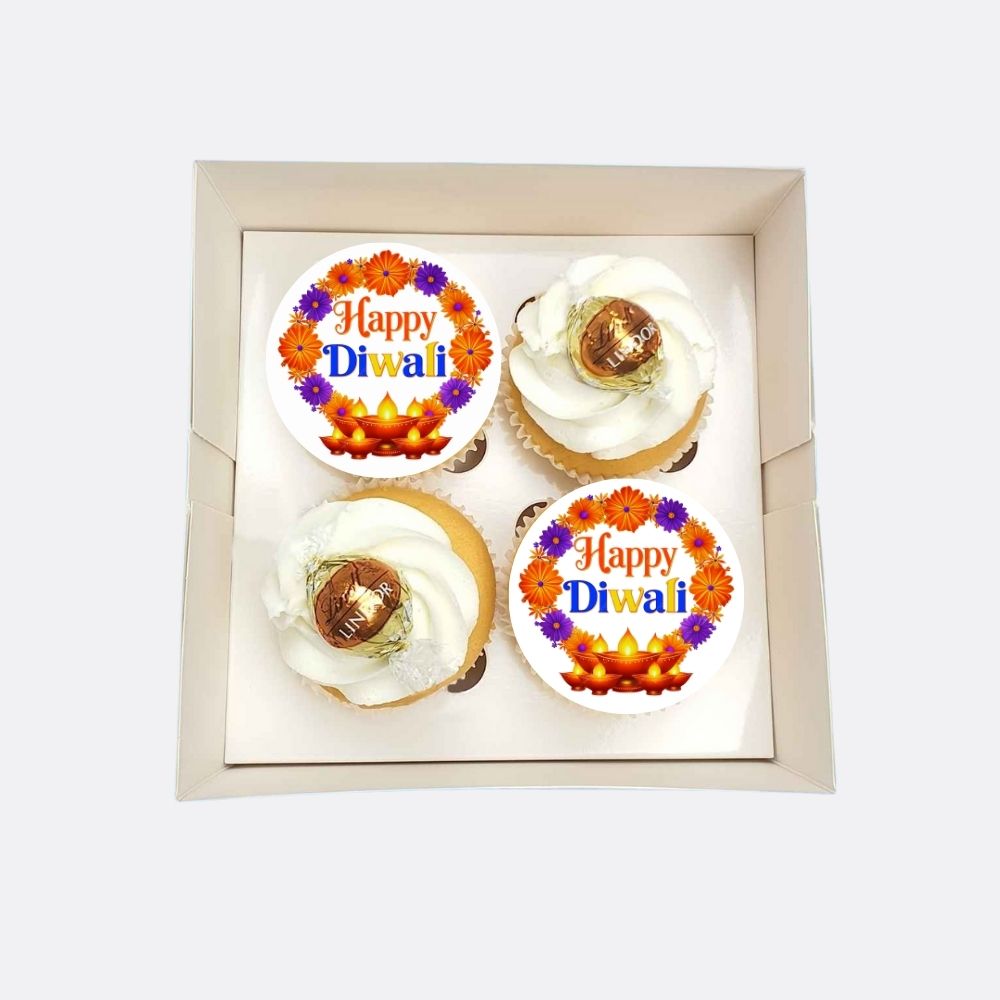 Happy Diwali Day Cupcakes - 4pk