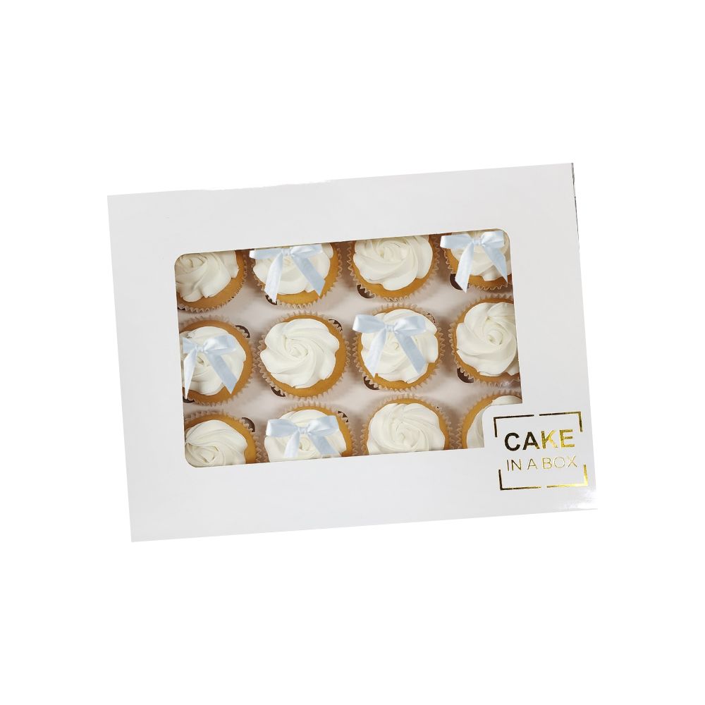 Deluxe Range White Swirl - BLUE Bow 12pk