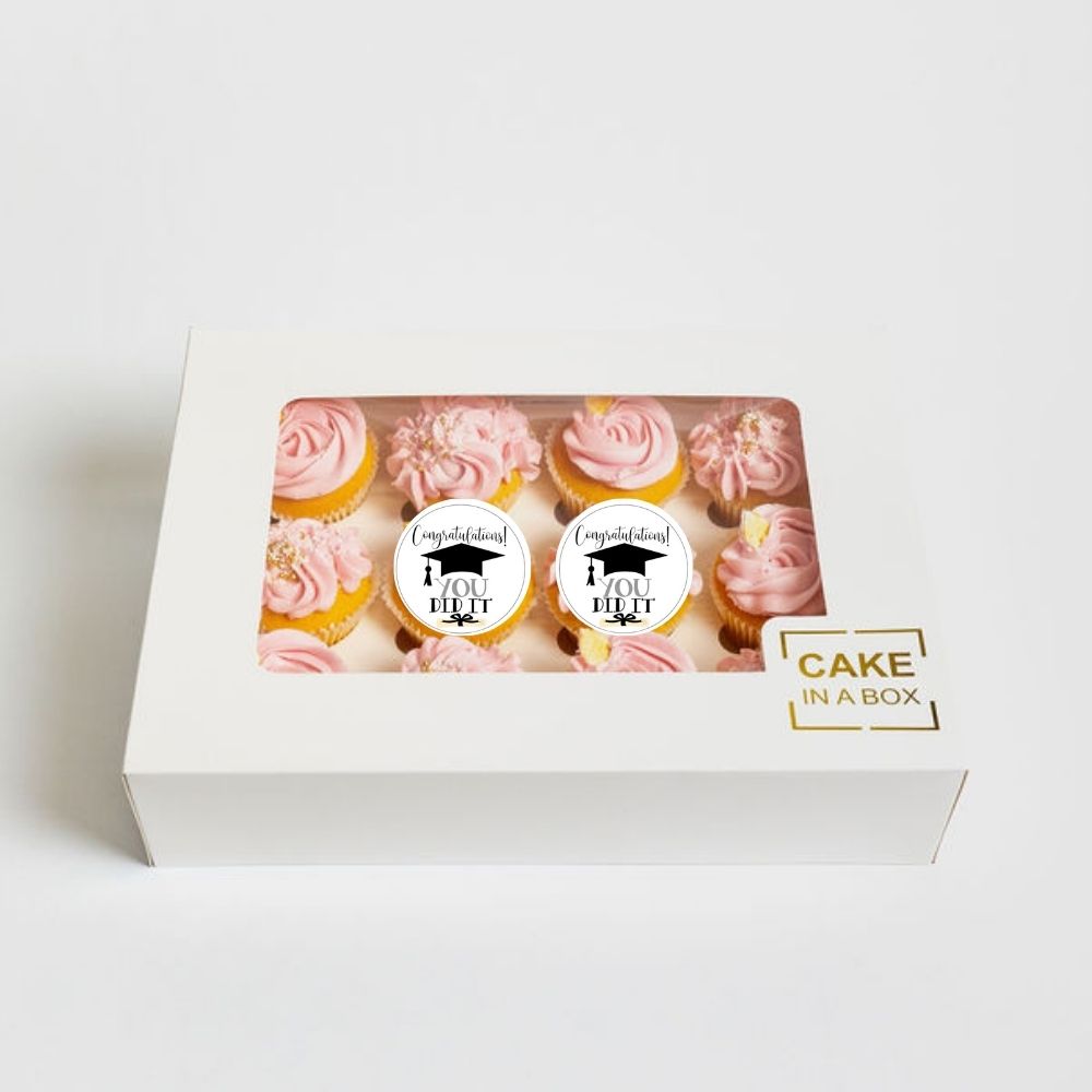 Graduation Cupcakes - 12 pk -Pink Deluxe