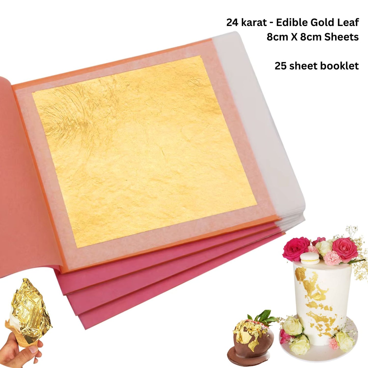 25 Pack Edible Gold Leaf - 24 Carat Gold
