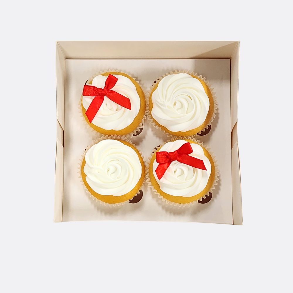 RED Bow Cupcakes - 4 Pack