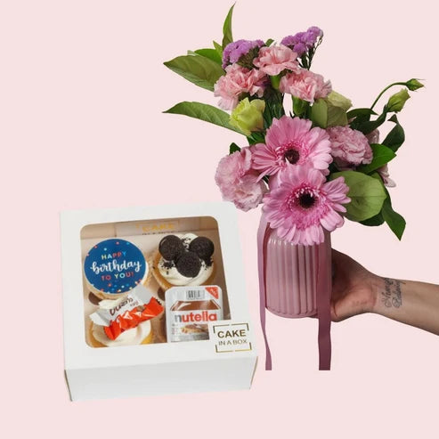 Florals+Birthday Cupcakes Combo