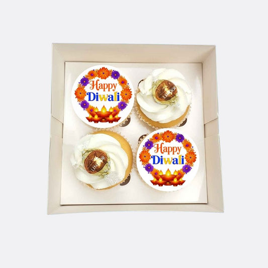 Happy Diwali Day Cupcakes - 4pk