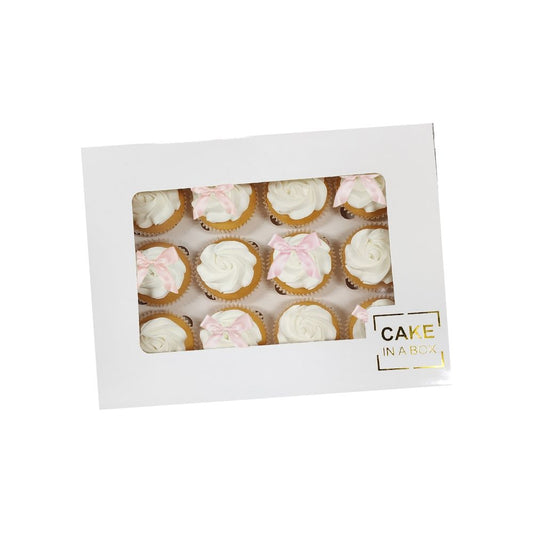 Deluxe Range White Swirl - Pink Bow 12pk