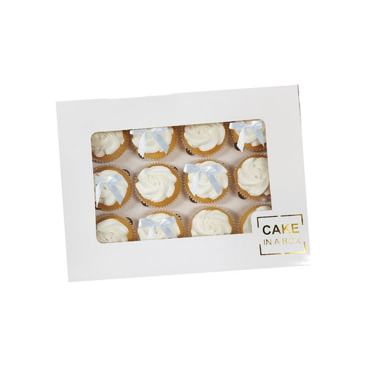 Deluxe Range White Swirl - BLUE Bow 12pk