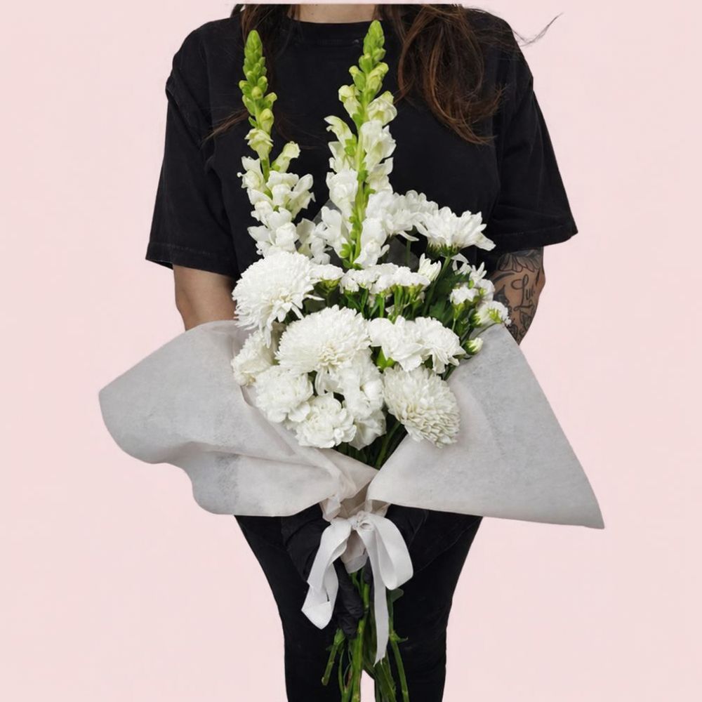 All In White Blooms Arrangement