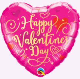 Happy Valentines Day Hearts (Pink) - 16cm